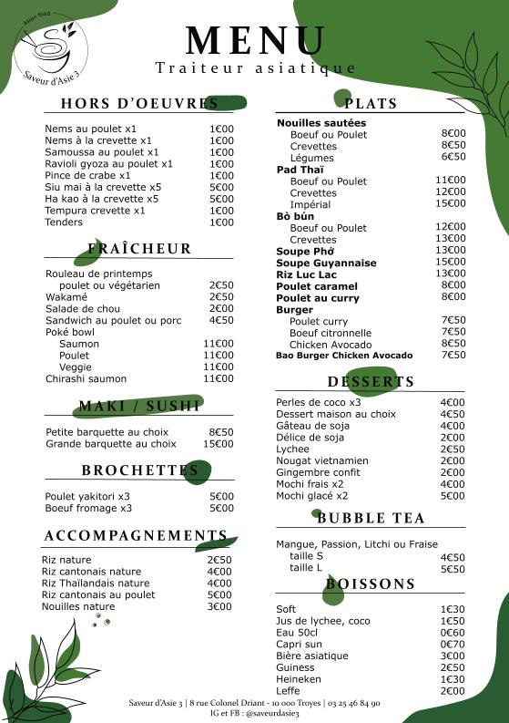 Saveurs d'Asie 3 - Menu Image 1